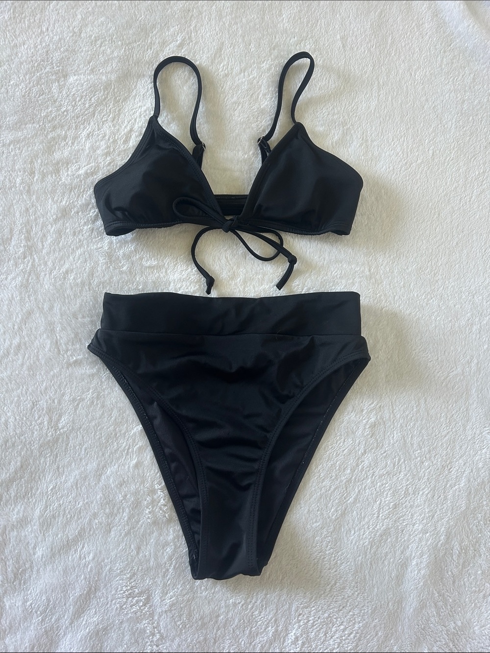 Black High-Waist Triangle Bikini Set - Women Intimates & Sleepwear
